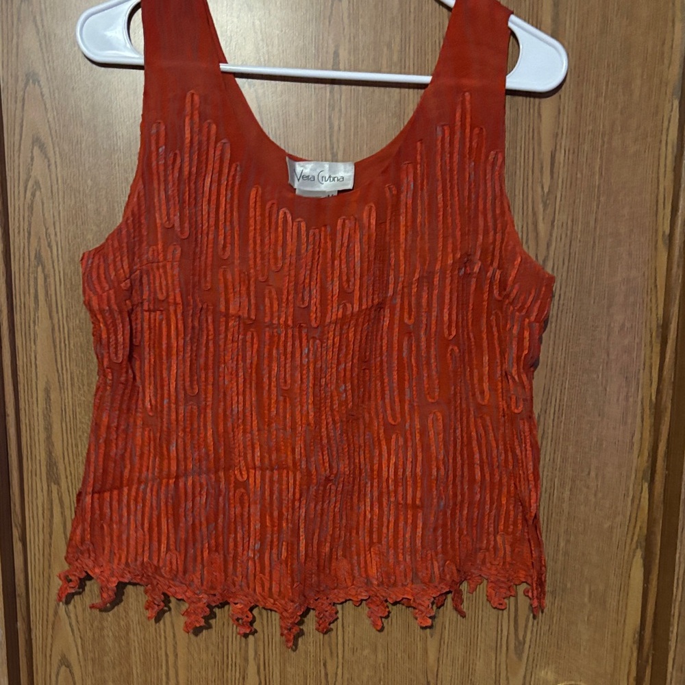 Vibrant orange Sleeveless Blouse